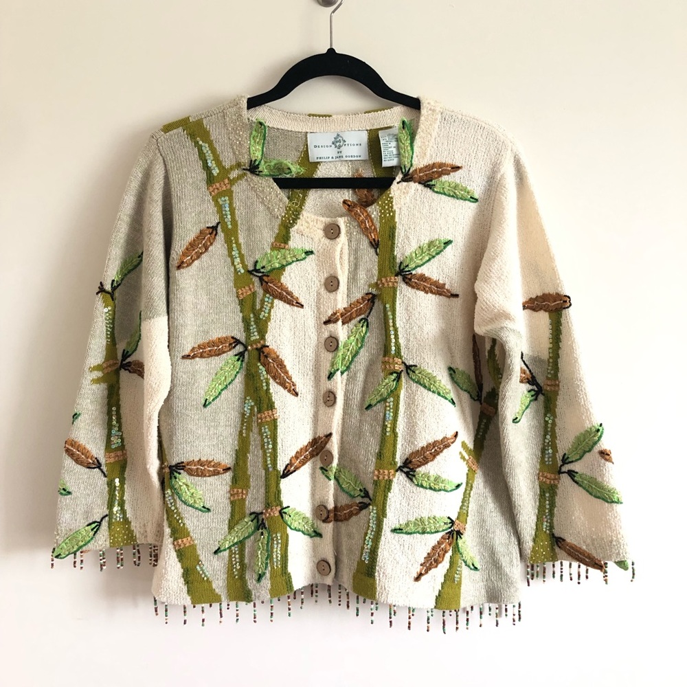 Vintage Design Options Beaded Tree & Leaves size M